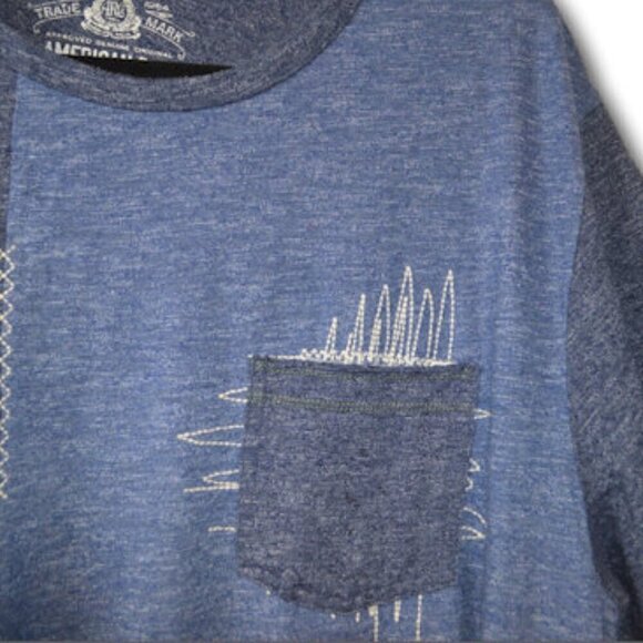 American Rag Blue Jean Patchwork T-Shirt Size: XXL - Picture 3 of 4